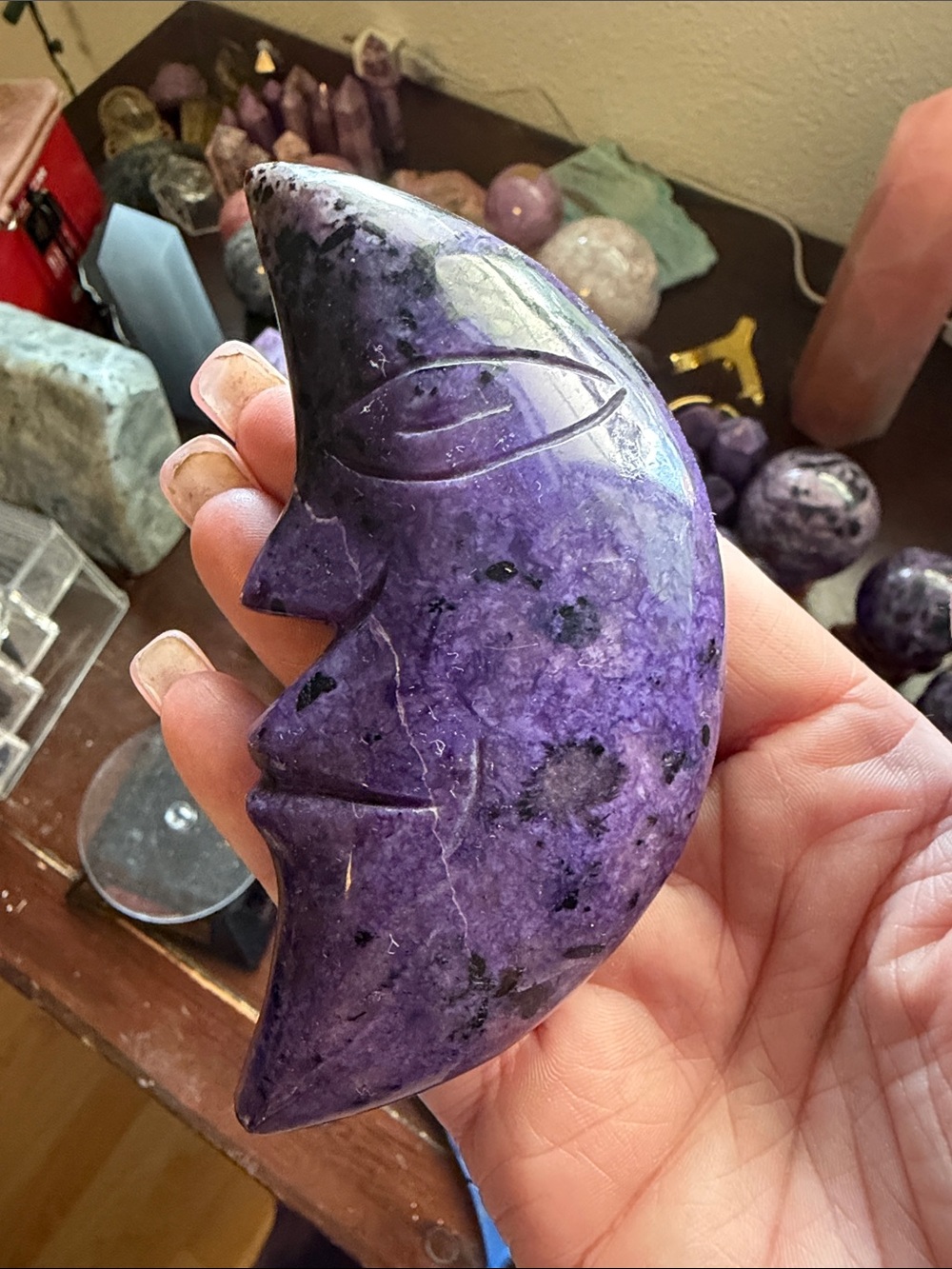 Charoite moon and face